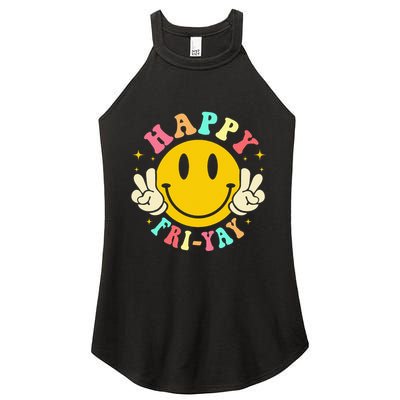 Happy Friyay Retro Smile Face Friday Lovers Women's Perfect Tri Rocker Tank