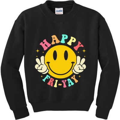Happy Friyay Retro Smile Face Friday Lovers Kids Sweatshirt