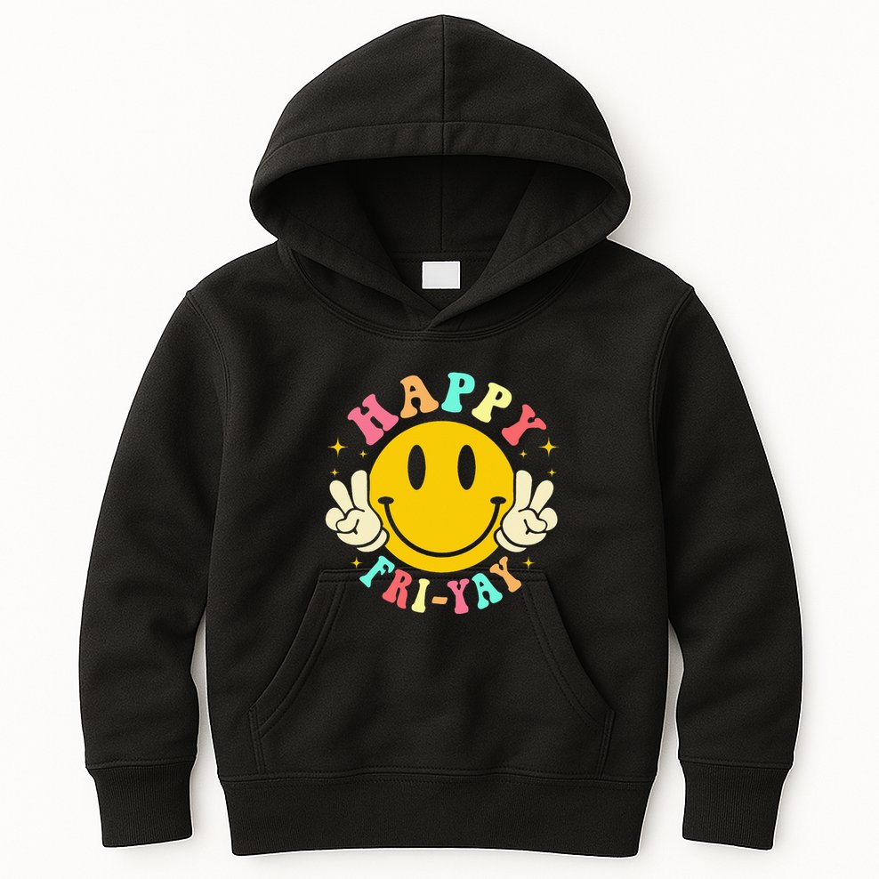 Happy Friyay Retro Smile Face Friday Lovers Kids Hoodie