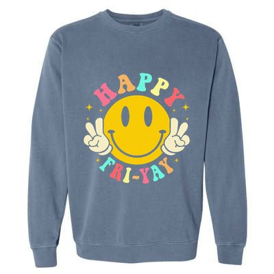 Happy Friyay Retro Smile Face Friday Lovers Garment-Dyed Sweatshirt