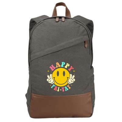 Happy Friyay Retro Smile Face Friday Lovers Cotton Canvas Backpack