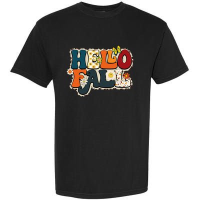 Hello Fall Retro Groovy Pumpkin Season Leopard Autumn Garment-Dyed Heavyweight T-Shirt