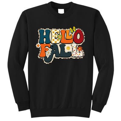 Hello Fall Retro Groovy Pumpkin Season Leopard Autumn Sweatshirt