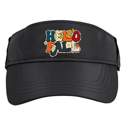 Hello Fall Retro Groovy Pumpkin Season Leopard Autumn Adult Drive Performance Visor