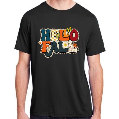 Hello Fall Retro Groovy Pumpkin Season Leopard Autumn Adult ChromaSoft Performance T-Shirt