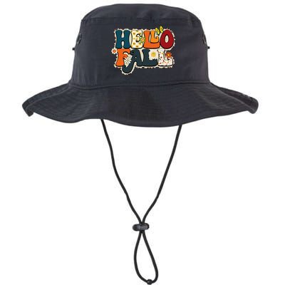 Hello Fall Retro Groovy Pumpkin Season Leopard Autumn Legacy Cool Fit Booney Bucket Hat