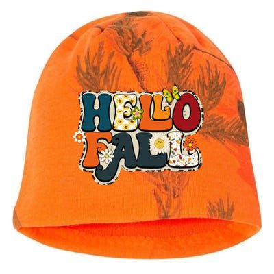 Hello Fall Retro Groovy Pumpkin Season Leopard Autumn Kati - Camo Knit Beanie