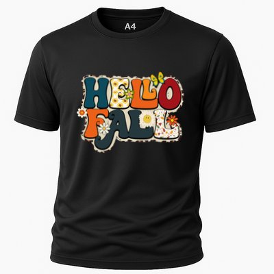 Hello Fall Retro Groovy Pumpkin Season Leopard Autumn Performance Shirt