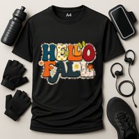 Hello Fall Retro Groovy Pumpkin Season Leopard Autumn Performance Shirt