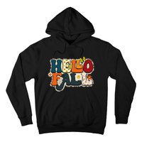 Hello Fall Retro Groovy Pumpkin Season Leopard Autumn Hoodie