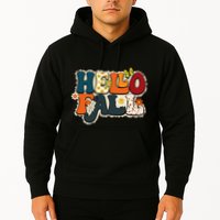 Hello Fall Retro Groovy Pumpkin Season Leopard Autumn Hoodie