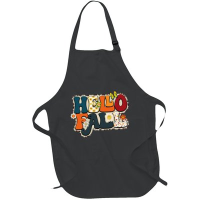 Hello Fall Retro Groovy Pumpkin Season Leopard Autumn Apron