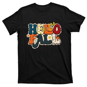 Hello Fall Retro Groovy Pumpkin Season Leopard Autumn T-Shirt