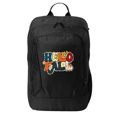 Hello Fall Retro Groovy Pumpkin Season Leopard Autumn City Backpack