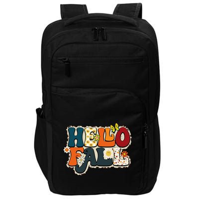 Hello Fall Retro Groovy Pumpkin Season Leopard Autumn Impact Tech Backpack