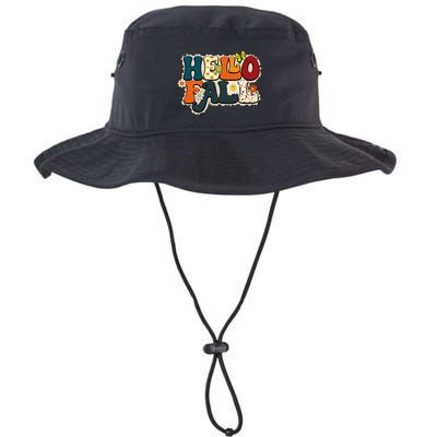 Hello Fall Retro Groovy Pumpkin Season Leopard Autumn Bucket Hat