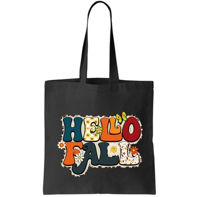 Hello Fall Retro Groovy Pumpkin Season Leopard Autumn Bag