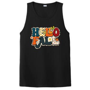 Hello Fall Retro Groovy Pumpkin Season Leopard Autumn PosiCharge Competitor Tank