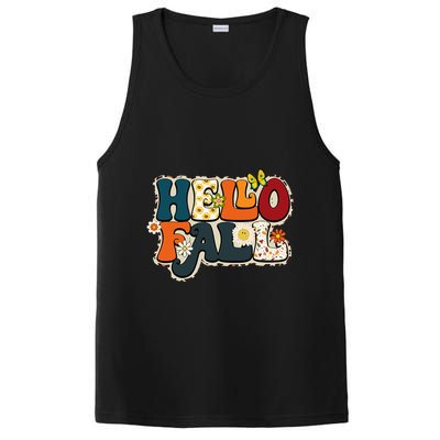 Hello Fall Retro Groovy Pumpkin Season Leopard Autumn PosiCharge Competitor Tank