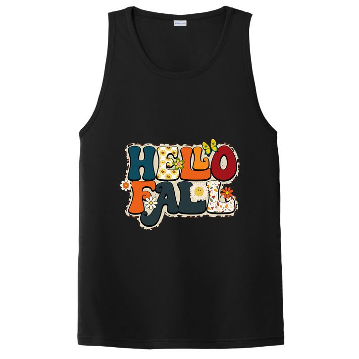Hello Fall Retro Groovy Pumpkin Season Leopard Autumn PosiCharge Competitor Tank