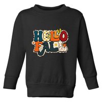 Hello Fall Retro Groovy Pumpkin Season Leopard Autumn Toddler Sweatshirt