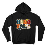Hello Fall Retro Groovy Pumpkin Season Leopard Autumn Tall Hoodie