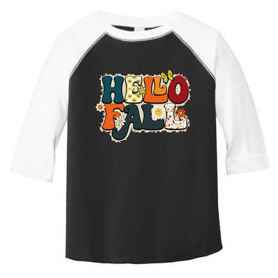 Hello Fall Retro Groovy Pumpkin Season Leopard Autumn Toddler Fine Jersey T-Shirt