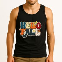 Hello Fall Retro Groovy Pumpkin Season Leopard Autumn Tank Top