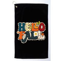 Hello Fall Retro Groovy Pumpkin Season Leopard Autumn Golf Towel