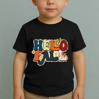 Hello Fall Retro Groovy Pumpkin Season Leopard Autumn Toddler T-Shirt