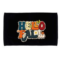 Hello Fall Retro Groovy Pumpkin Season Leopard Autumn Microfiber Hand Towel