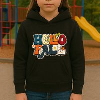 Hello Fall Retro Groovy Pumpkin Season Leopard Autumn Kids Hoodie