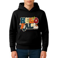 Hello Fall Retro Groovy Pumpkin Season Leopard Autumn Kids Hoodie