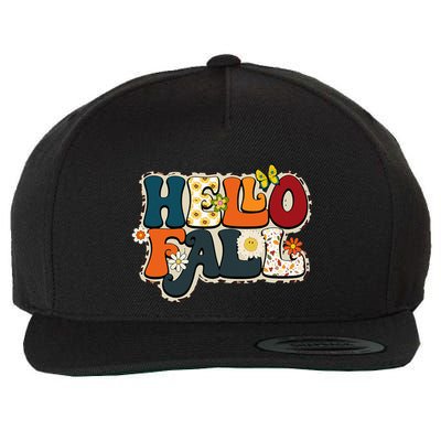 Hello Fall Retro Groovy Pumpkin Season Leopard Autumn Wool Snapback Cap