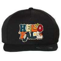 Hello Fall Retro Groovy Pumpkin Season Leopard Autumn Wool Snapback Cap