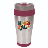 Hello Fall Retro Groovy Pumpkin Season Leopard Autumn 16oz Travel Tumbler