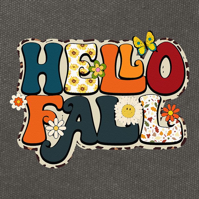 Hello Fall Retro Groovy Pumpkin Season Leopard Autumn Cotton Canvas Backpack