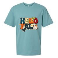 Hello Fall Retro Groovy Pumpkin Season Leopard Autumn Sueded Cloud Jersey T-Shirt