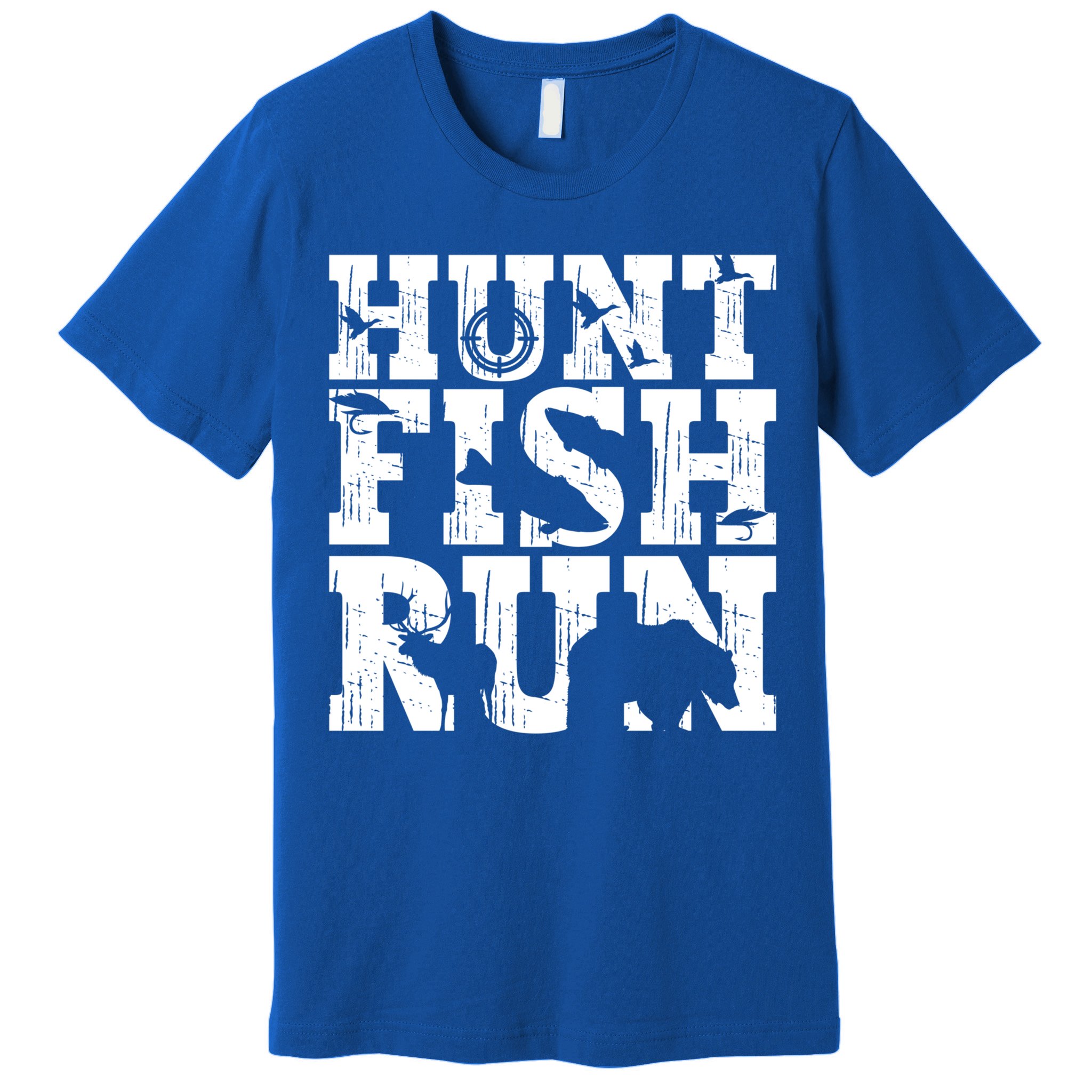 Hunt Fish Run Hunting Fishing Running Hunter Gift Premium T-Shirt
