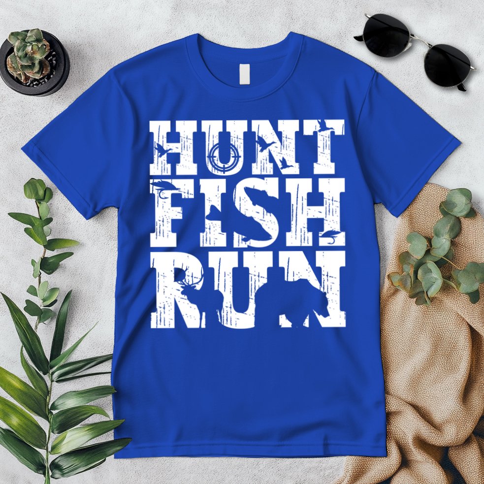 Hunt Fish Run Hunting Fishing Running Hunter Gift Premium T-Shirt