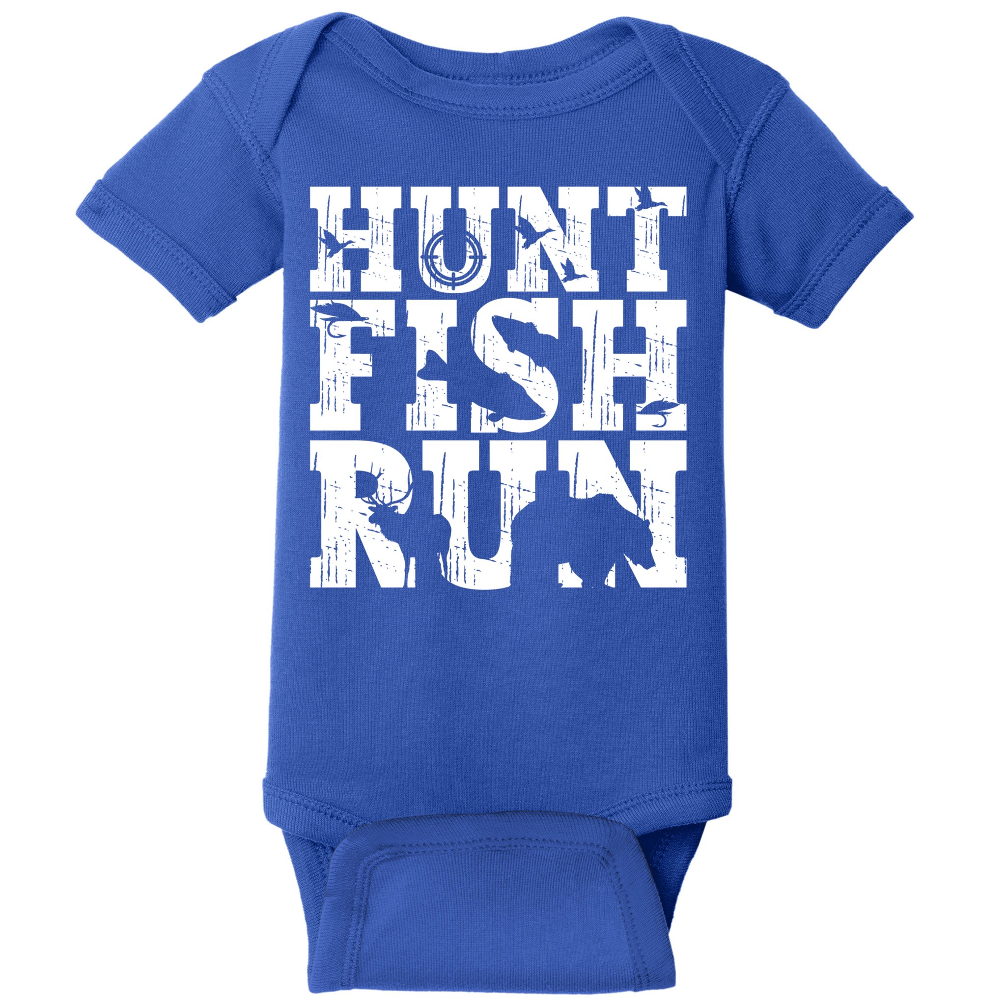 Hunt Fish Run Hunting Fishing Running Hunter Gift Baby Bodysuit