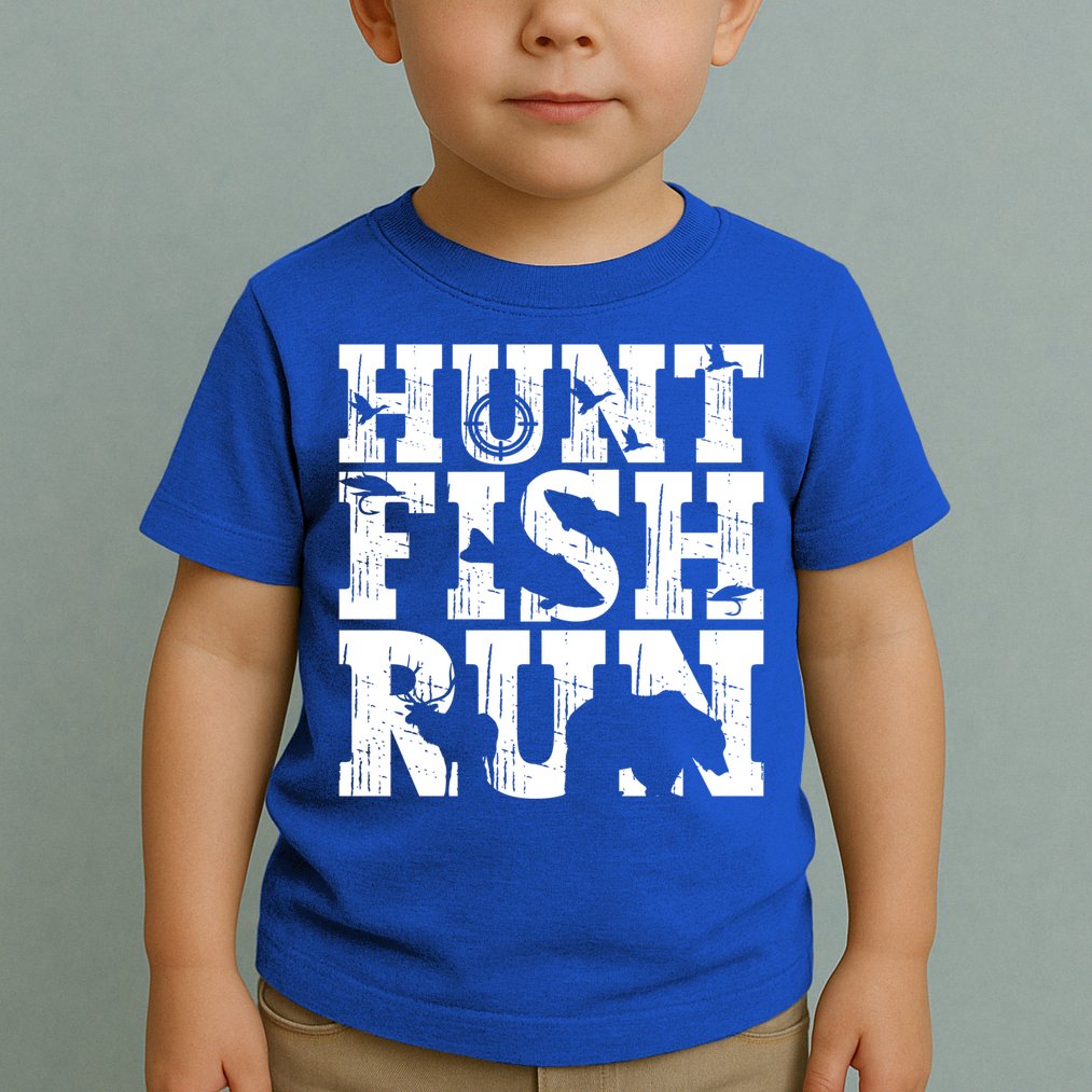Hunt Fish Run Hunting Fishing Running Hunter Gift Toddler T-Shirt