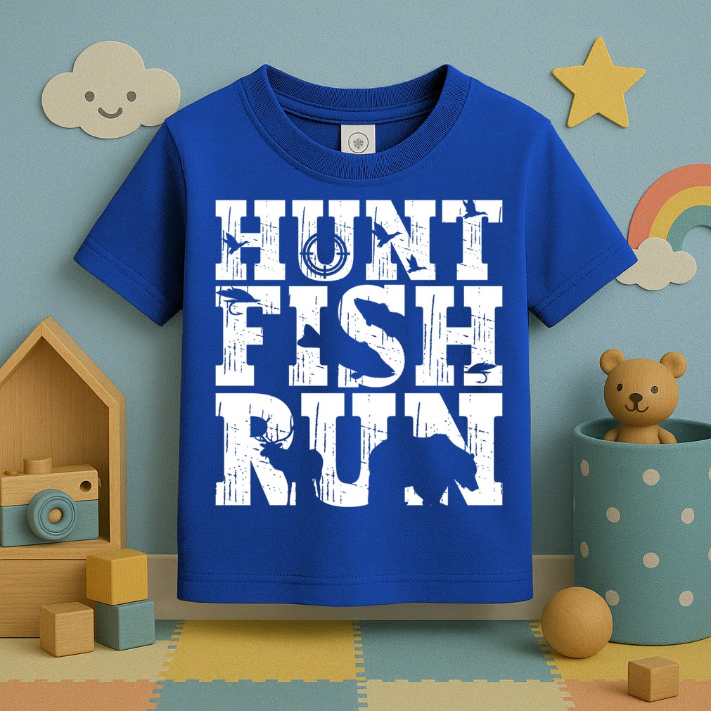 Hunt Fish Run Hunting Fishing Running Hunter Gift Toddler T-Shirt