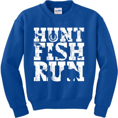 Hunt Fish Run Hunting Fishing Running Hunter Gift Kids Sweatshirt