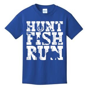 Hunt Fish Run Hunting Fishing Running Hunter Gift Kids T-Shirt