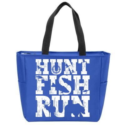 Hunt Fish Run Hunting Fishing Running Hunter Gift Zip Tote Bag