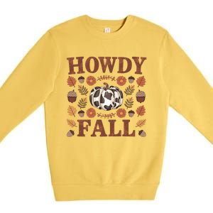 Howdy Fall Rustic Autumn Theme Premium Crewneck Sweatshirt