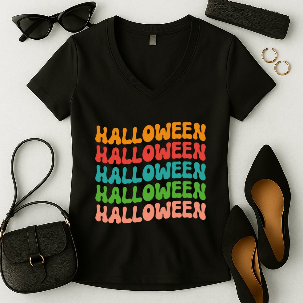 Halloween Festive Retro Gift Women's V-Neck T-Shirt