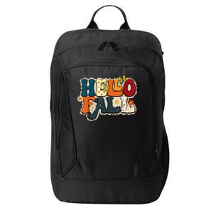 Hello Fall Retro Groovy Pumpkin Season Leopard Autumn City Backpack