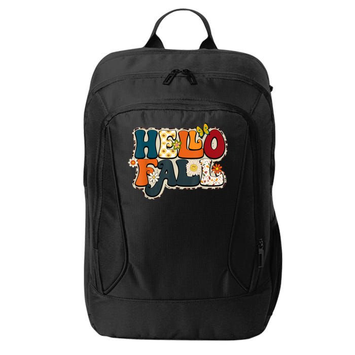 Hello Fall Retro Groovy Pumpkin Season Leopard Autumn City Backpack